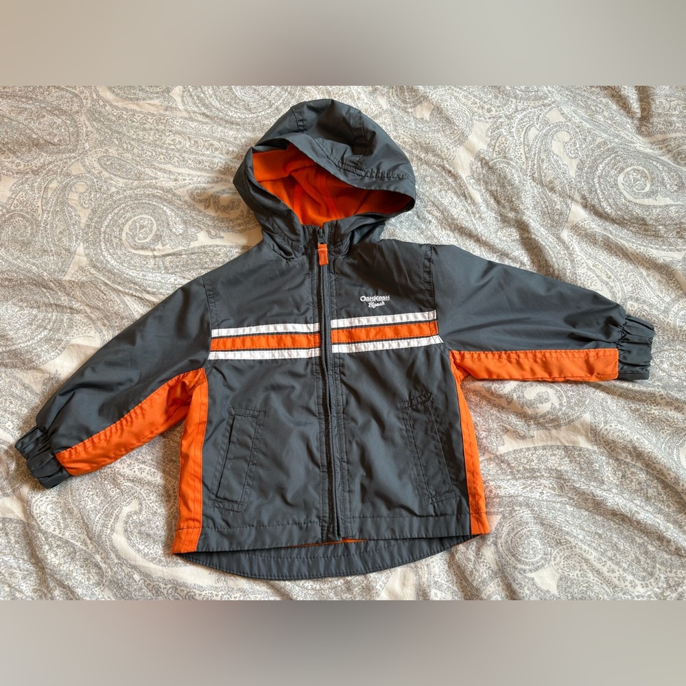 18m Oshkosh Gray/orange Hooded Jacket